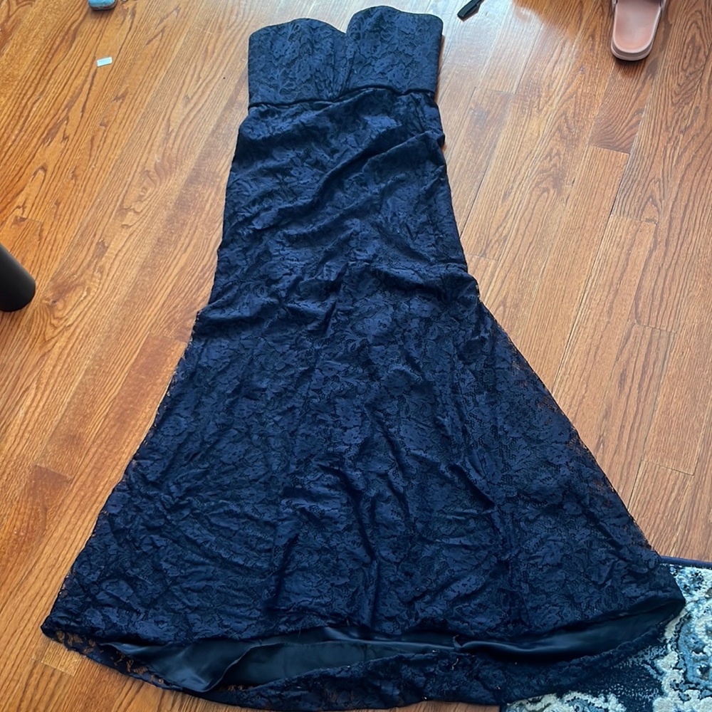 Amsale Lacey Navy Mermaid Strapless Dress